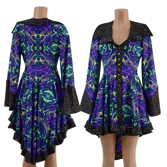 Neon Melt Pirate Coat with Star Noir Trim - Coquetry Clothing