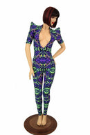 Neon Melt Sharp Shoulder Catsuit - Coquetry Clothing
