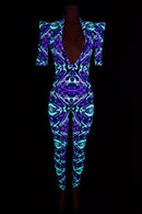 Neon Melt Sharp Shoulder Catsuit - Coquetry Clothing