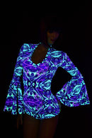 Neon Melt Trumpet Sleeve Romper - Coquetry Clothing