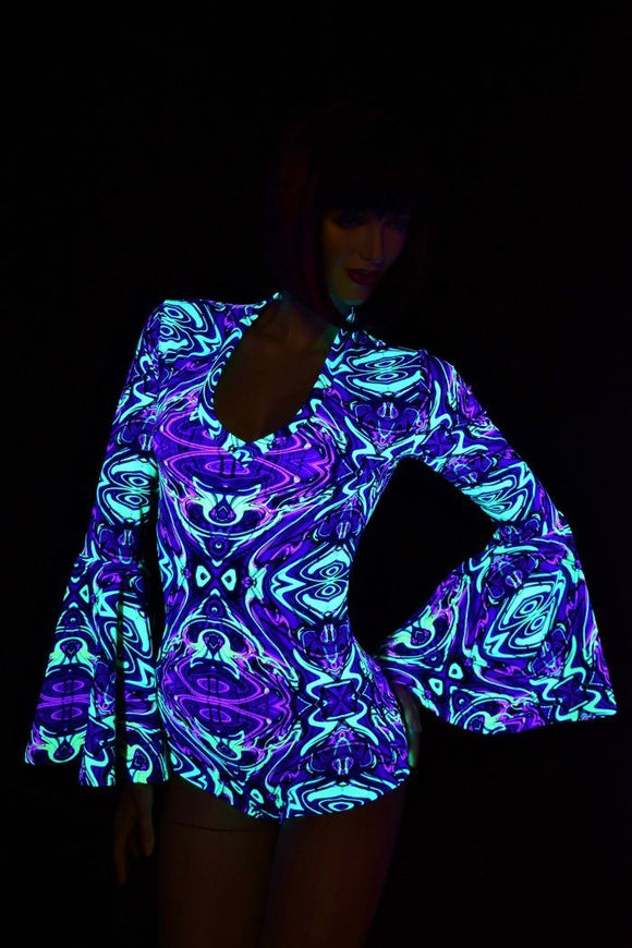 Neon Melt Trumpet Sleeve Romper - Coquetry Clothing