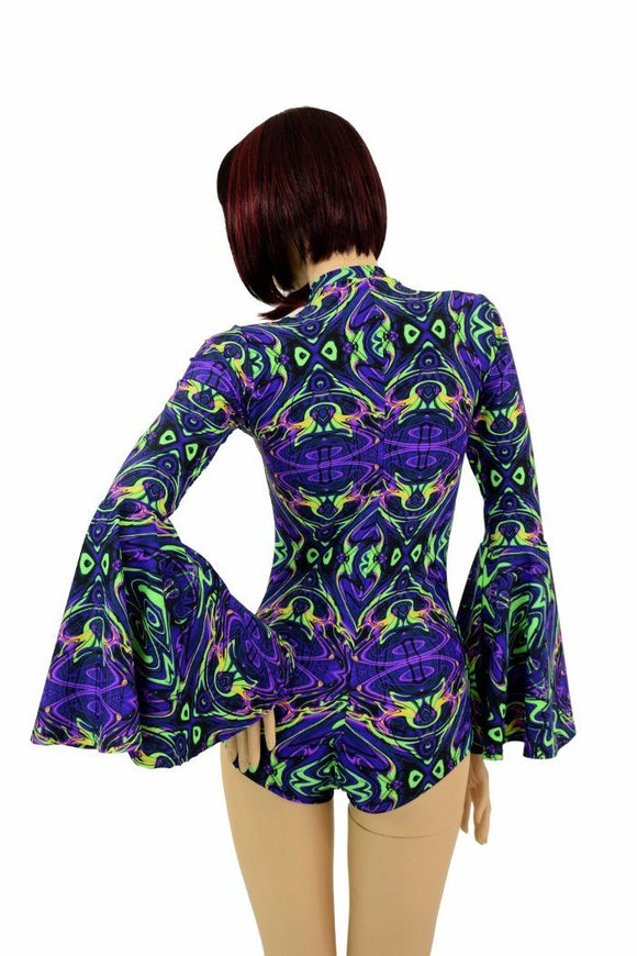 Neon Melt Trumpet Sleeve Romper - Coquetry Clothing