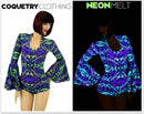 Neon Melt Trumpet Sleeve Romper - Coquetry Clothing