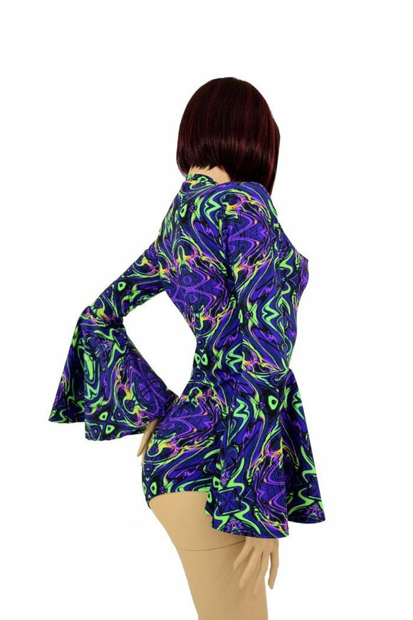 Neon Melt Trumpet Sleeve Romper - Coquetry Clothing