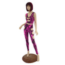 Neon O - Ring Leggings and Crop Top Set in Pink Lightning - Coquetry Clothing