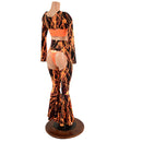 Neon Orange Lightning Chaps, Bolero, Starlette Bralette, and 2.0 Thong Set - Coquetry Clothing