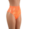 Neon Orange Sparkly Jewel High Waist Siren Shorts with Brazilian Cut Leg - 3