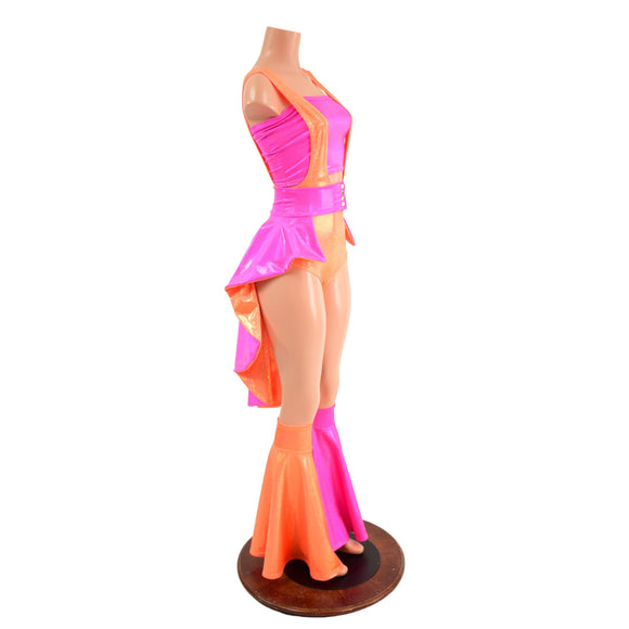 Neon Pink and Orange 5PC Romper Set - Coquetry Clothing