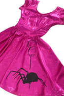 Neon Pink Cap Sleeve Spider Skater Dress - Coquetry Clothing