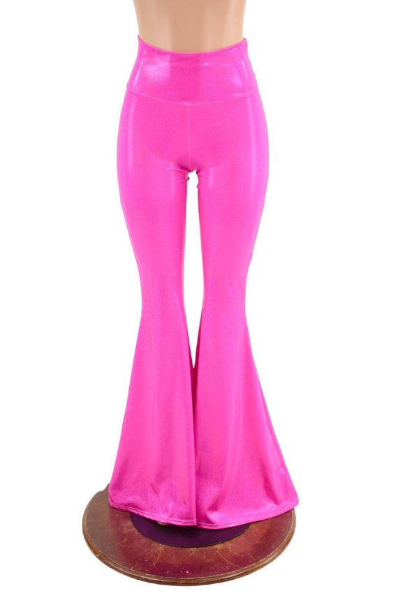 Neon Pink High Waist Solar Flares - Coquetry Clothing