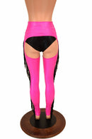 Neon Pink Holographic Fringe Chaps (Shorts Not Included) - Coquetry Clothing