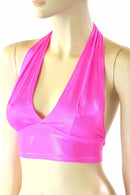 Neon Pink Holographic Halter Top - Coquetry Clothing