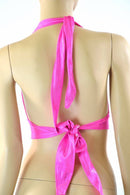 Neon Pink Holographic Halter Top - Coquetry Clothing