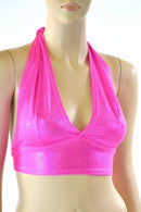 Neon Pink Holographic Halter Top - Coquetry Clothing