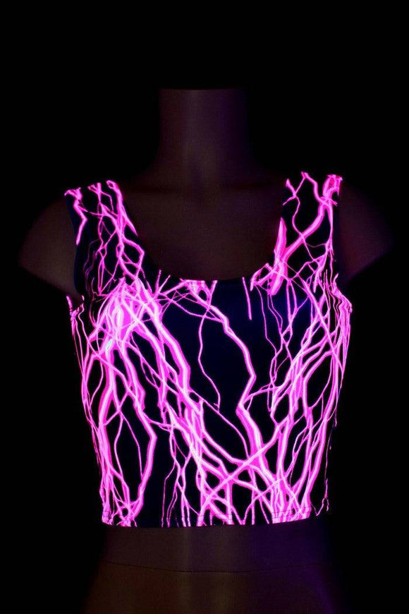 Neon Pink Lightning Crop Tank - Coquetry Clothing