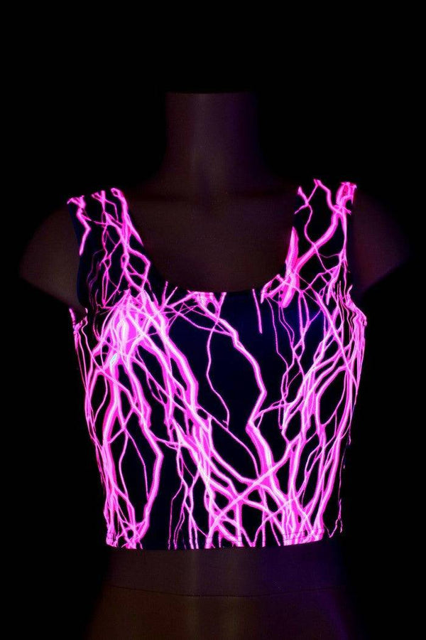Neon Pink Lightning Crop Tank - 5