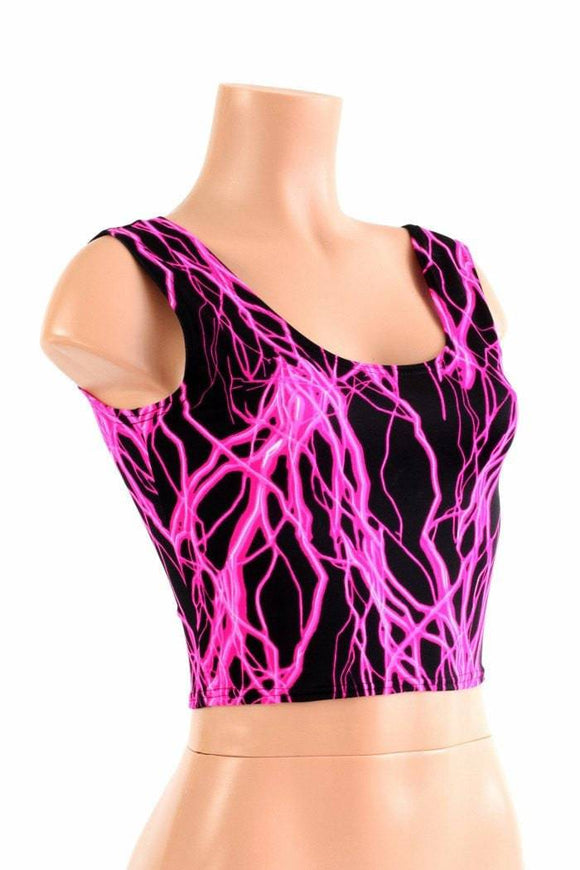 Neon Pink Lightning Crop Tank - Coquetry Clothing