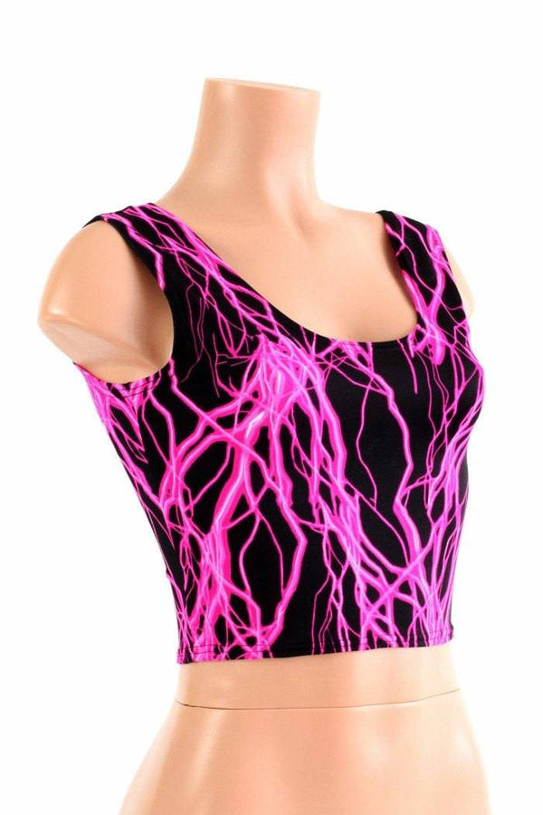 Neon Pink Lightning Crop Tank - 3