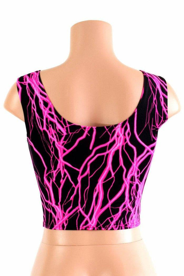 Neon Pink Lightning Crop Tank - 4