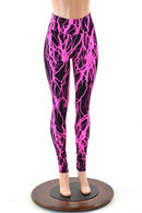 Neon Pink Lightning High Waist Leggings - Coquetry Clothing