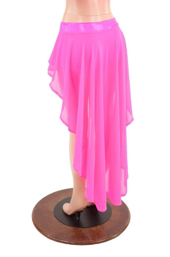 Neon Pink Lowrise Shorts with Pink Mesh Hi Lo Overskirt - Coquetry Clothing