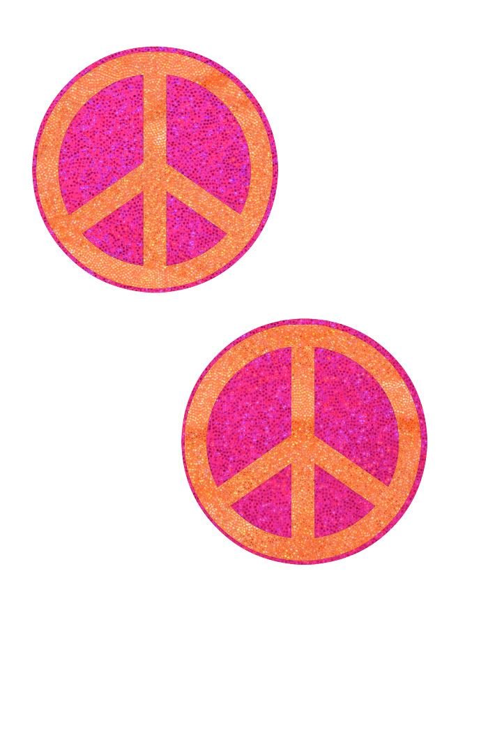 NEON Pink & Orange Peace Sign Pasties - Coquetry Clothing