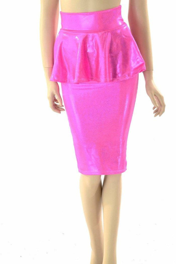 Neon Pink Peplum Skirt & Crop Set - Coquetry Clothing
