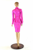 Neon Pink Peplum Skirt & Crop Set - Coquetry Clothing