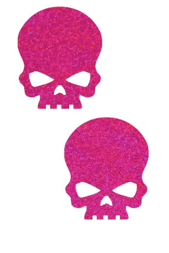 Neon Pink Skulls Pasties - Coquetry Clothing