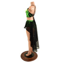 Neon Strappy Back Halter and Siren Shorts with Mesh Hi Lo Attached Skirt - Coquetry Clothing