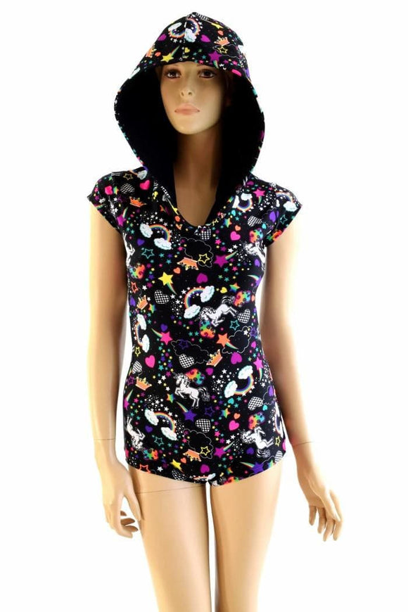 Neon Unicorns & Rainbows Hoodie Romper - Coquetry Clothing