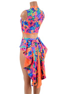 Neon UV Glow 2PC Keyhole Top and Tuxedo Siren Shorts Set - 3