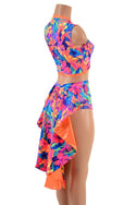 Neon UV Glow 2PC Keyhole Top and Tuxedo Siren Shorts Set - 4