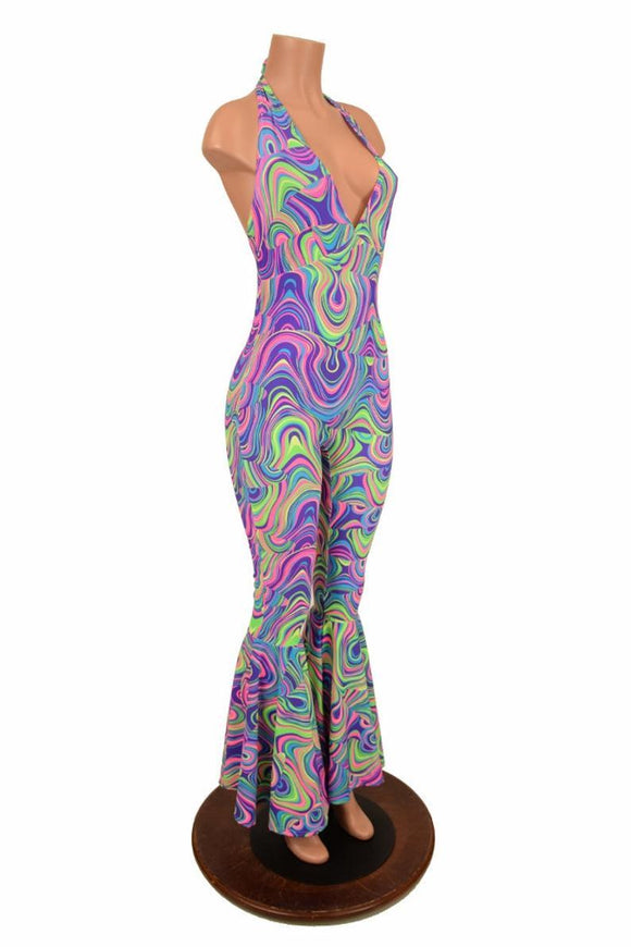 Neon UV Glow Bell Bottom Catsuit - Coquetry Clothing