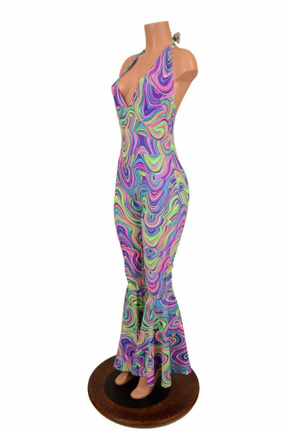 Neon UV Glow Bell Bottom Catsuit - Coquetry Clothing