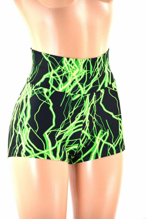 Neon UV Glow High Waist Shorts - Coquetry Clothing