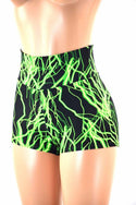 Neon UV Glow High Waist Shorts - 1