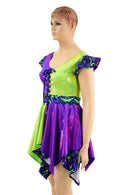 Neon UV Glow Skateboard Pixie Holographic Dress - Coquetry Clothing