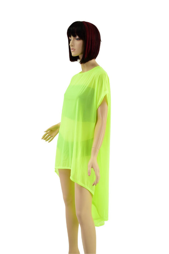 Neon Yellow Hi Lo Mesh Tunic - Coquetry Clothing