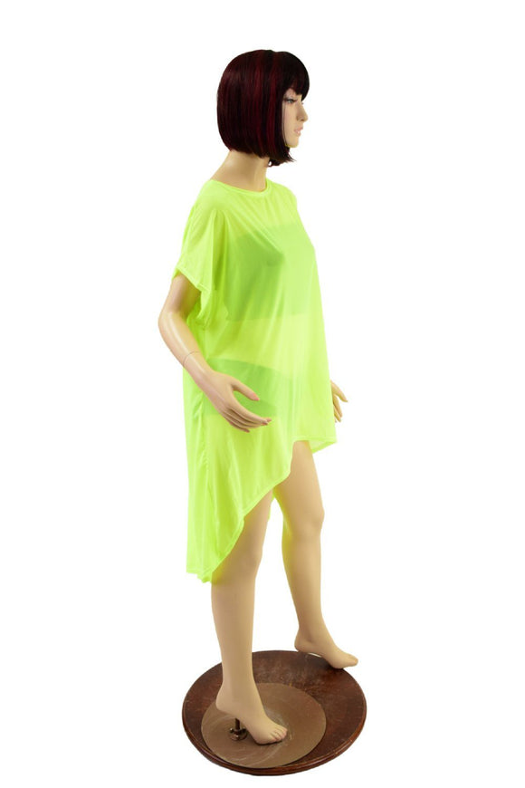Neon Yellow Hi Lo Mesh Tunic - Coquetry Clothing
