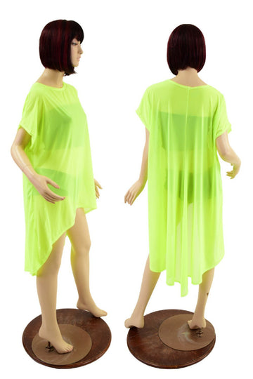 Neon Yellow Hi Lo Mesh Tunic - Coquetry Clothing