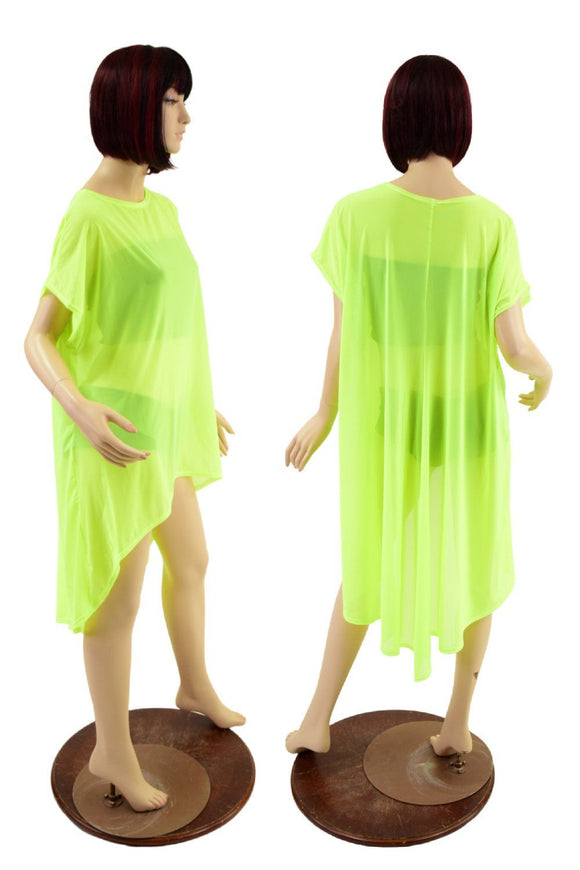 Neon Yellow Hi Lo Mesh Tunic - Coquetry Clothing