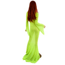 Neon Yellow Mesh Zipper Back Gown with Pixie Sleeves and Puddle Train - Coquetry Clothing