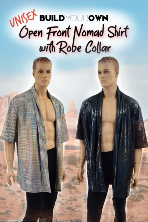 Build Your Own Unisex Open Front Nomad Shirt with Robe Collar - Coquetry Clothing
