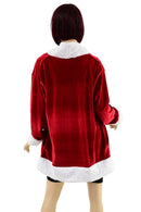 Not a Cardigan in Red Velvet with White Minky Trim - Coquetry Clothing