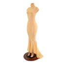 Nude Mesh Puddle Train Gown - Coquetry Clothing