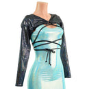 O - ring Front Bolero with Removable Body Wrap Tie in Black Holographic - Coquetry Clothing