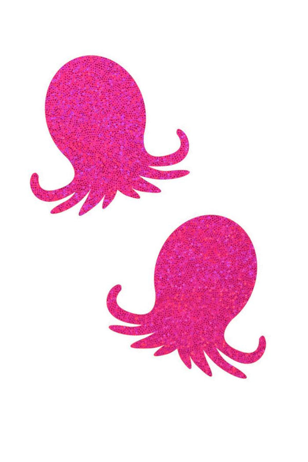UV Pink Sparkly Octopus Pasties - 1