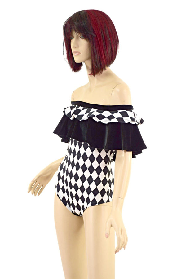 Off Shoulder Double Ruffle Siren Romper - 3