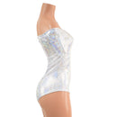 Off Shoulder Romper in Silver on White Shattered Glass - Coquetry Clothing